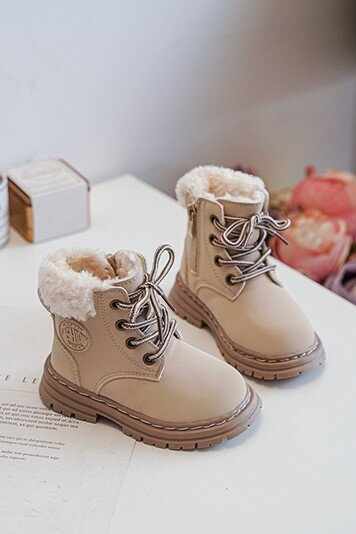 Children's Trapper Boots with Zip and Shearling Beige Marialee