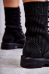Women's Boots With A Sock On A Flat Heel Black Liam
