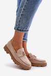 Eco Suede Women's Moccasins With Bear Beige Kaithra