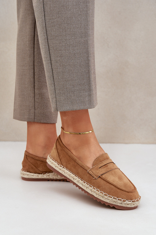 Espadryle Damskie Płaska Podeszwa Jutowa Plecionka Camel Shilova