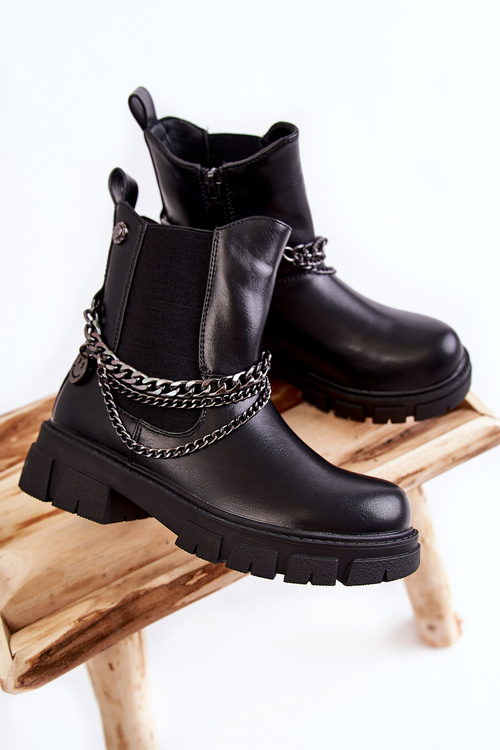 Children's insulated leather boots Black Lise