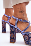 Leather Heels Sandals Maciejka 06084-17 Navy Blue