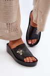 Women's Elegant Sandals With Natural Leather Embellishment S.Barski KV27-015 Black