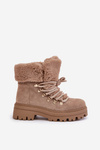 Lace Up Women Boots With Fur Dark Beige Vaminia