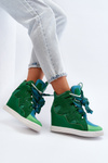 Women's Wedge Sneakers Green Leoppa