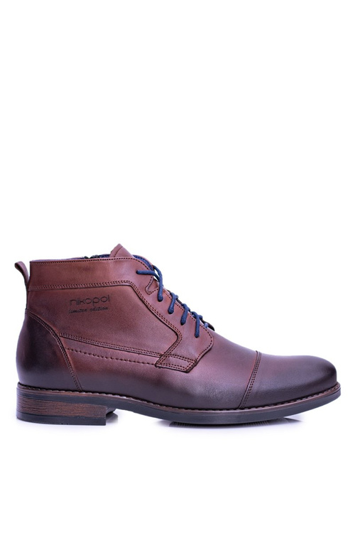 Men's Leather Boots With Zipper Brown Gregory