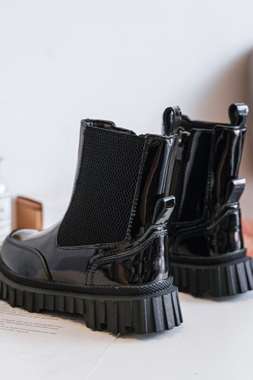 Children's Lacquered Zip-Up Insulated Boots Black Jolynn