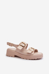 Women's Sandals with Buckles Eco Leather Beige Konanttia