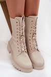 Women's Workery Boots With Buckles Bear Heart Beige Iravine