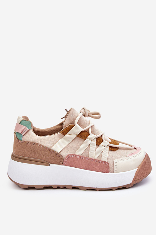 Women's Suede Platform Sneakers Beige-brown Rohan