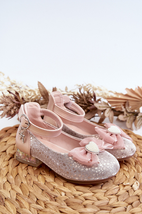 Balerinki Z Kokardą Dziecięce Nanthea Różowe