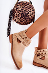Women's boots with jets on a flat heel Beige Larino