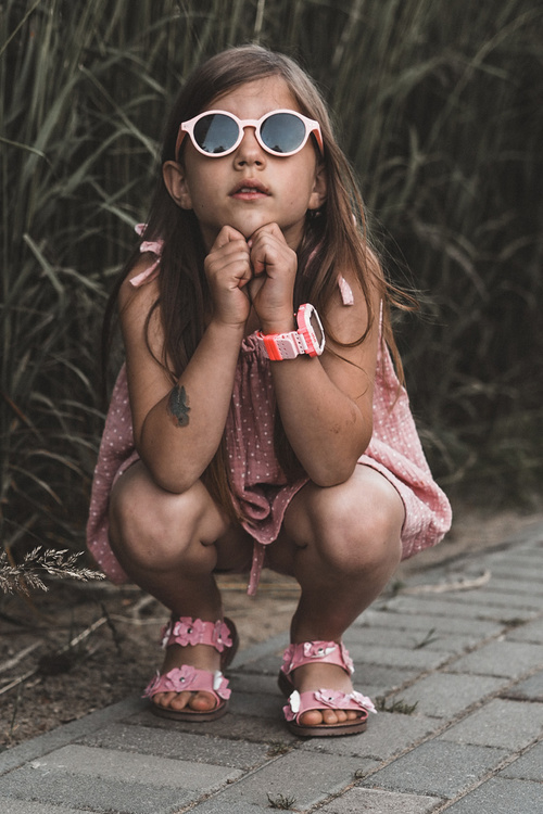 Dziecięce Sandałki Lakierowane Z Kwiatkami Różowe Tinette