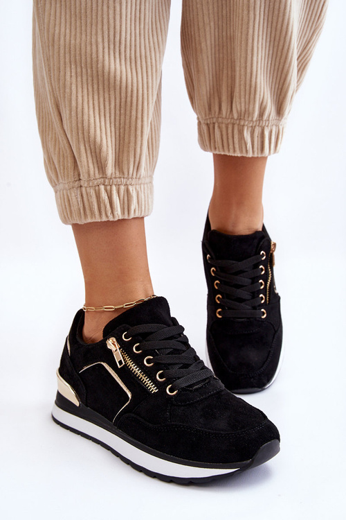 Suede Sport Shoes On A Platform Black Riverside 