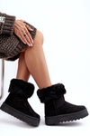Women's Fur-Trimmed Snow Boots Black Rainsa