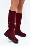 Women's Insulated Boots Flat Heel Eco Suede Bordeaux Delyssa