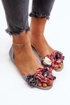 Women's Gray Rubber Ballerina Flats with Flowers Junikla
