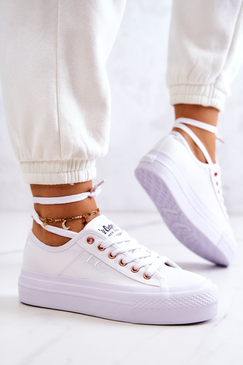 Tenisówki Damskie Platforma Białe Lee Cooper LCW-22-31-0890L