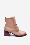 Leather Heeled Boots Beige Luloshe