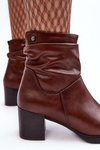 Women's Ruched Booties On Heel Brown Liriam