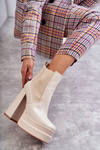 Women's Leather Boots On A Massive Heel Beige Jones