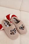 Furry slippers with hearts beige Amandra