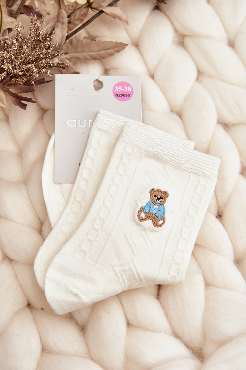 Women's Patterned Socks with Bear Black