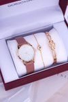 Giorgio Dario Women's Set Powder Pink Watch With Brocade Two Bracelets