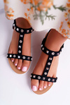 Women's Black Lu Boo Sandals with Mariachi Studs