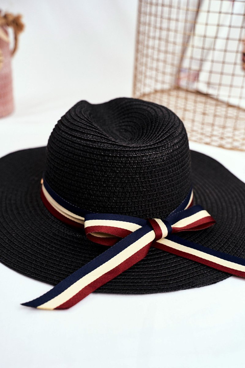 Women's Hat Panama 100% Paper Navy Gold fly