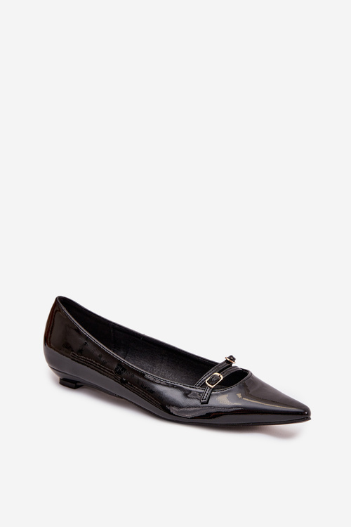 Patent Leather Ballerinas With Straps Black Zarelia