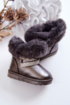 Children's Snow Boots With Cubic Zirconia Dark Grey Hollee