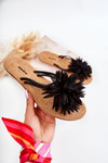 Women's Flip-flops With Fabric Ornament Black Eviana