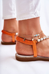 Fashionable Sandals Flip-flops With Pearls Orange Isalia