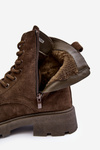 Suede Trapper Boots With Fleece Lining And Flat Heel Dark Green Zikey