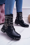 Women's Spike Rivet Boots Black Verona