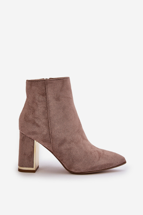 Women's Heeled Boots with Zipper Insulated Eco Suede Beige Mevair