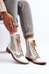Openwork Leather Boots Zazoo 2695 White
