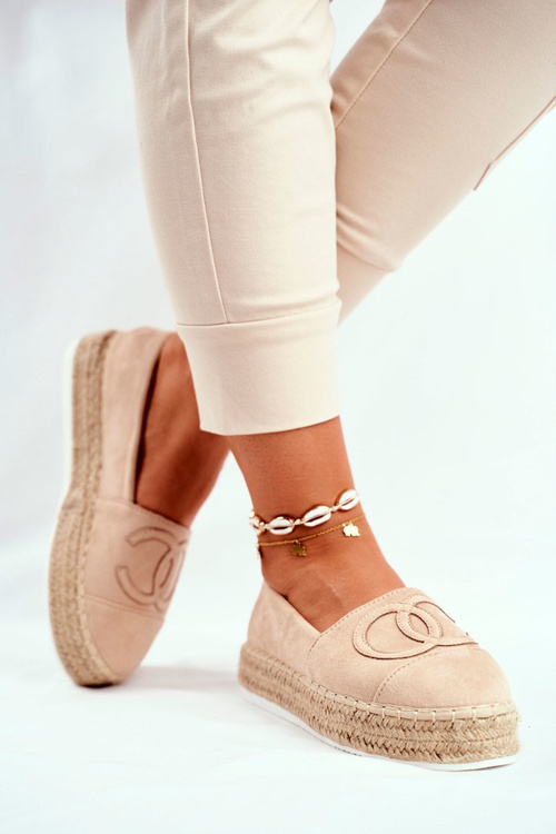 Women's Espadrilles On A Straw Platform Beige Febi