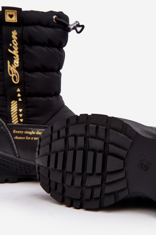 Children's Insulated Snow Boots with Wool Zipper Black Delhi