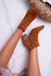 Women's Heeled Boots Suede Camel Gomen