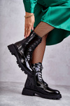 Leather Boots On Flat Heel Black Estela