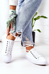 Women's Classic Sneakers White With Silver Eyelets Ecoma