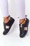 Women's Leather Sneakers Lewski Shoes 2786-0 Black-Gold