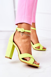 Stiletto Suede Sandals Neon Yellow Destino