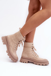 Women's Lace-up Trapper Boots Beige Gordts