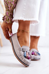 Women's Suede Loafers With Fringes Grey Laressa
