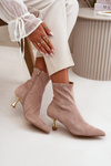 Women's Stiletto Boots Eco Suede With Pointed Toes Beige Irithare