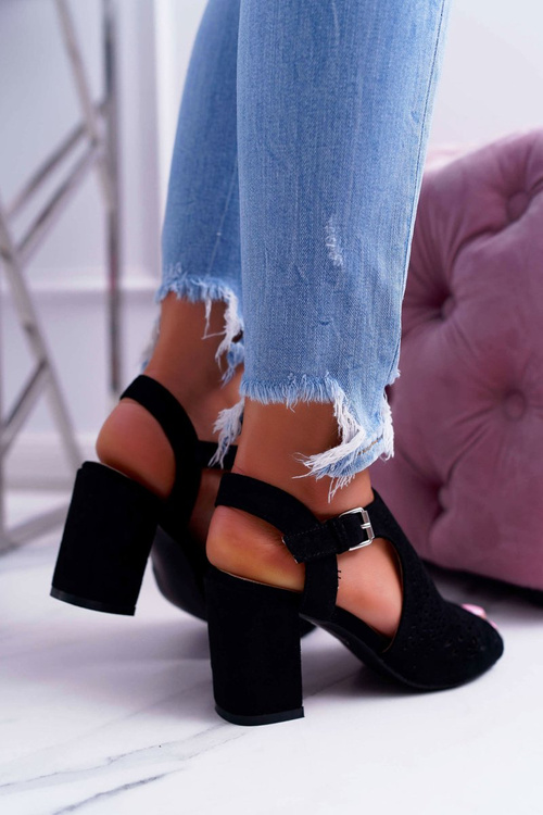 Women's Stiletto Sandals Peep Toe Black Olenia