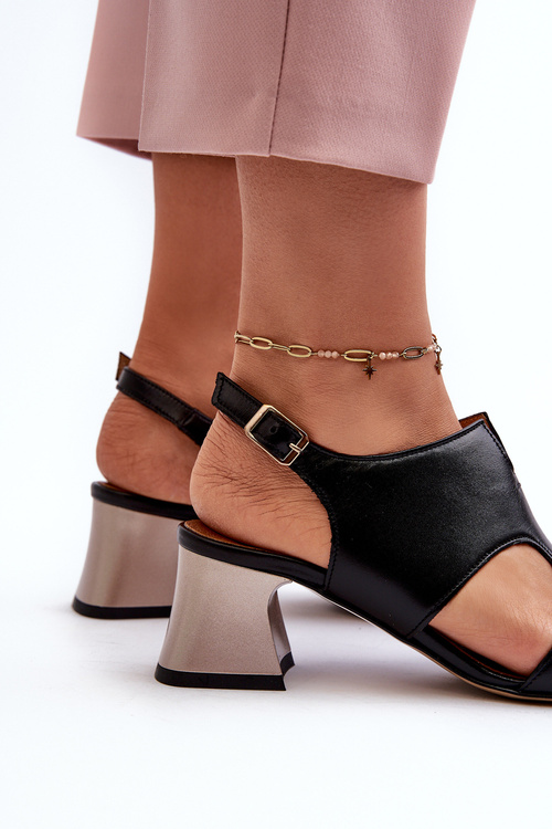 Women's Leather High Heel Sandals by Maciejka 06566-01 Black